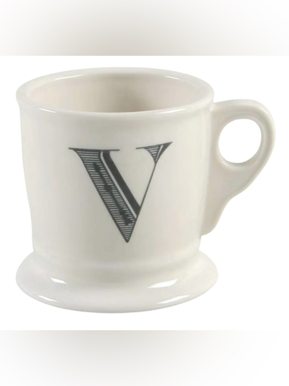 Anthropologie Monogram Coffee Tea Initial Mug Letter V Shaving Style Cup